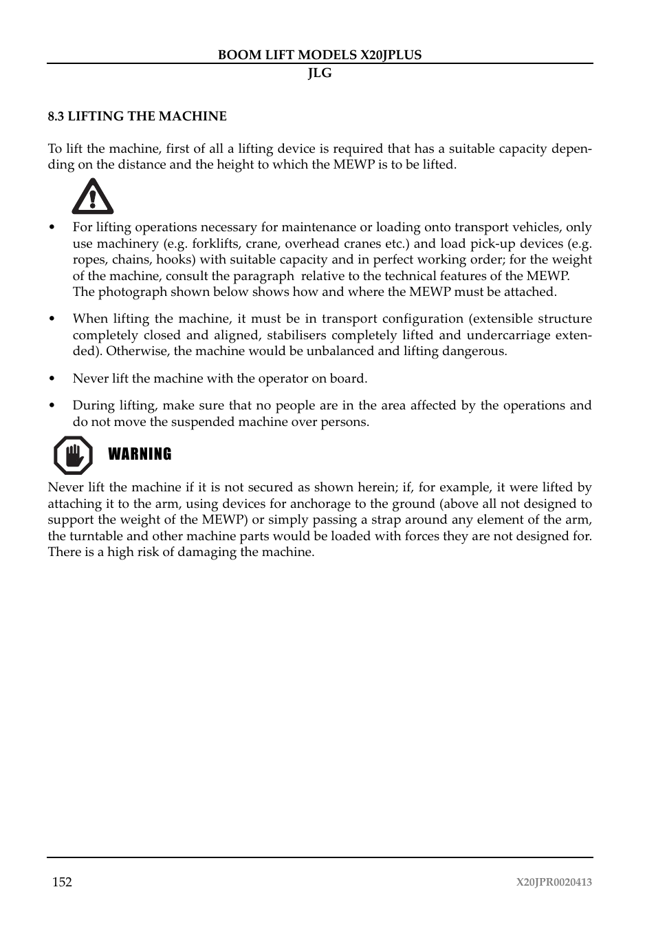 JLG X20J Plus Operator Manual User Manual | Page 156 / 178