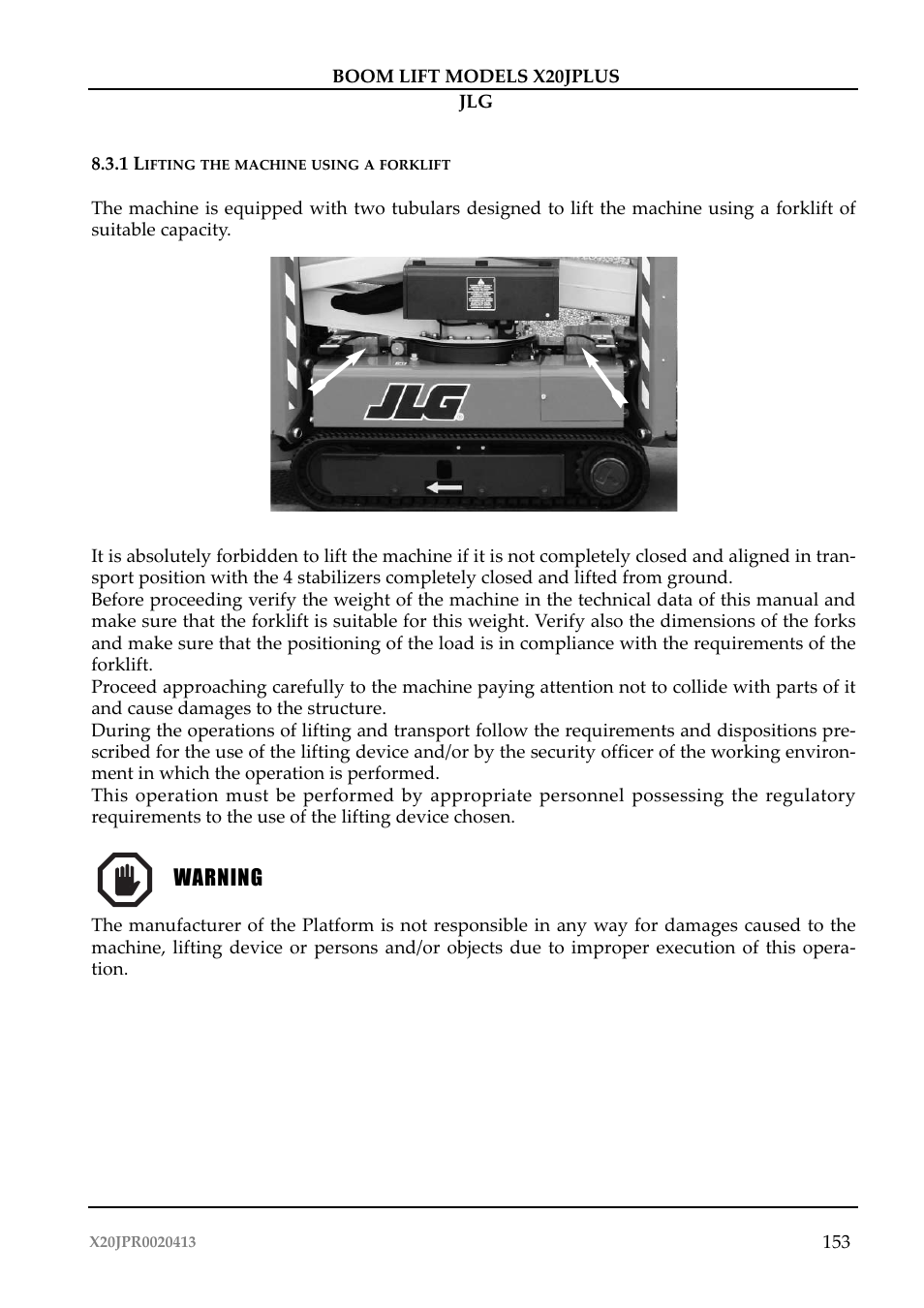 JLG X20J Plus Operator Manual User Manual | Page 157 / 178