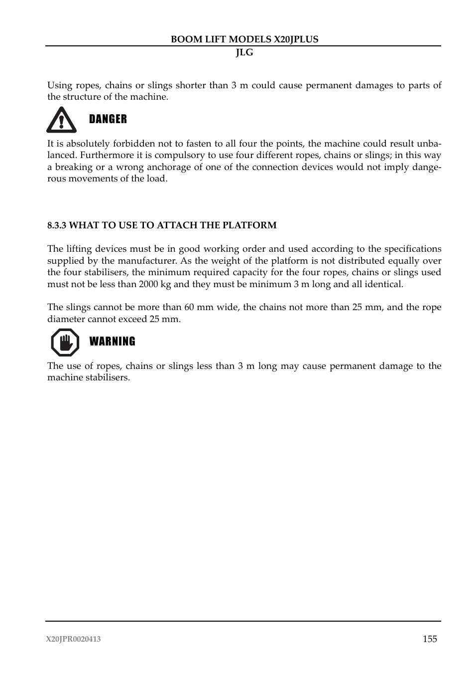JLG X20J Plus Operator Manual User Manual | Page 159 / 178