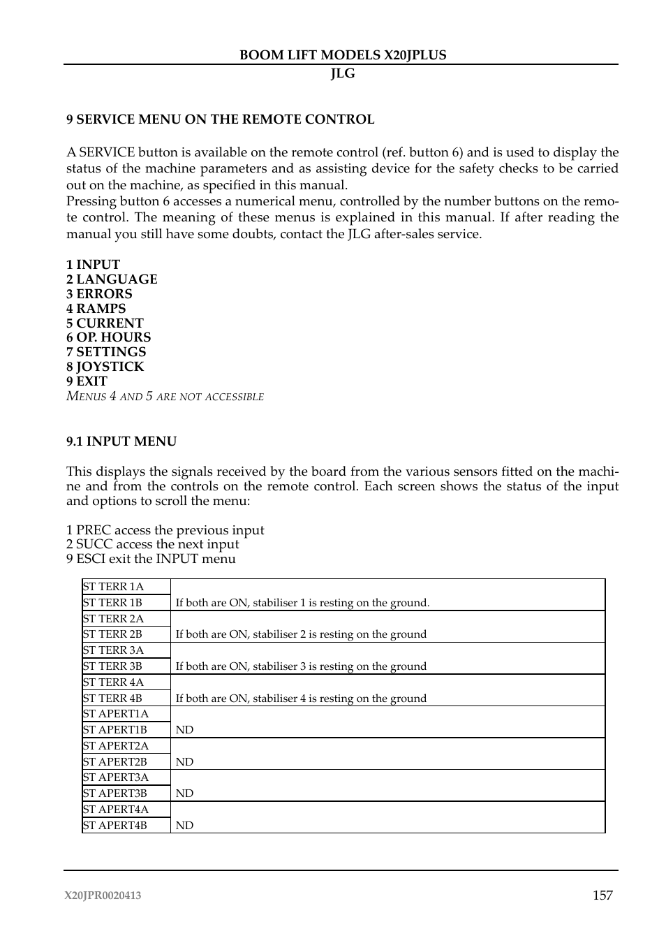 JLG X20J Plus Operator Manual User Manual | Page 161 / 178