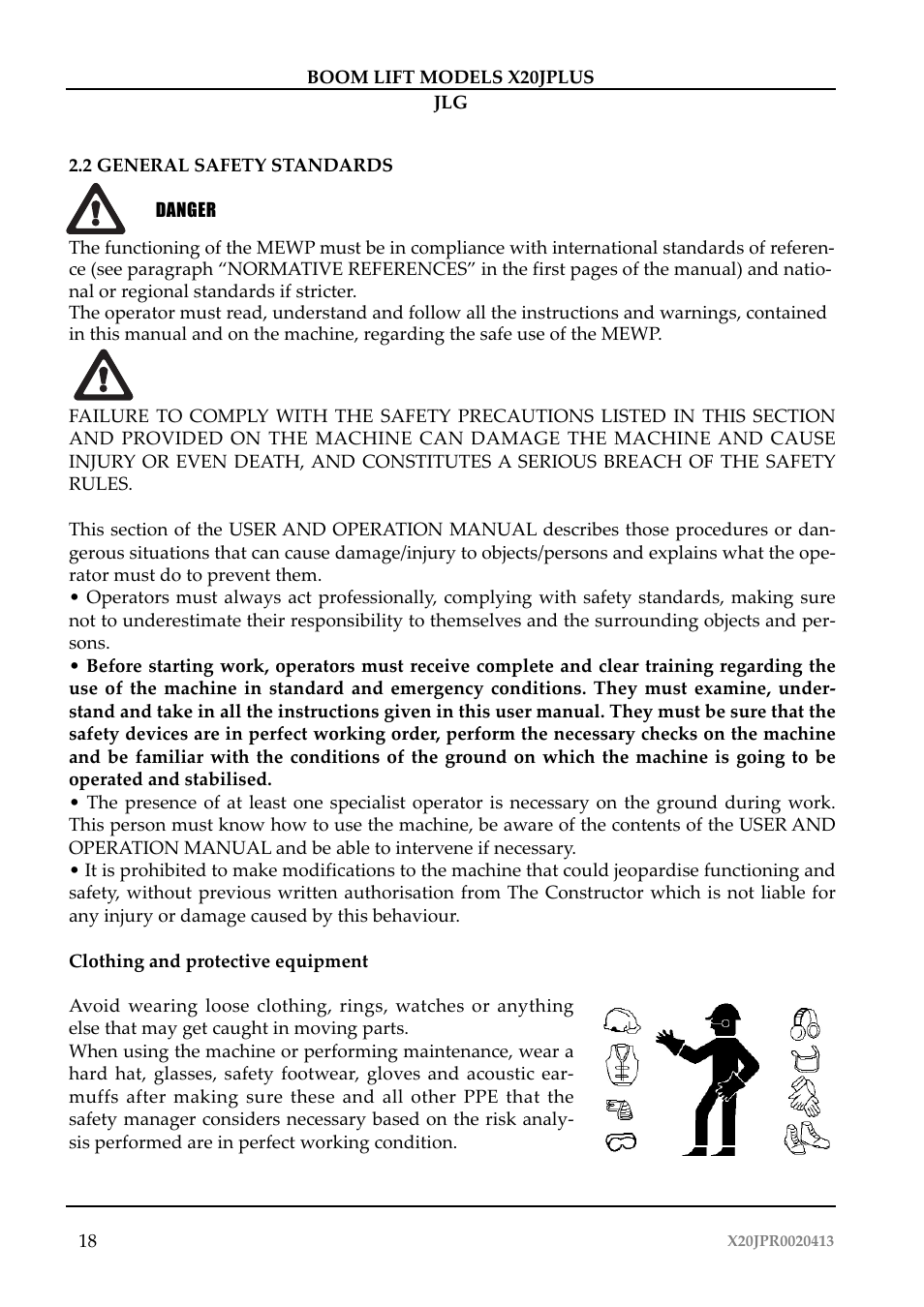 JLG X20J Plus Operator Manual User Manual | Page 22 / 178