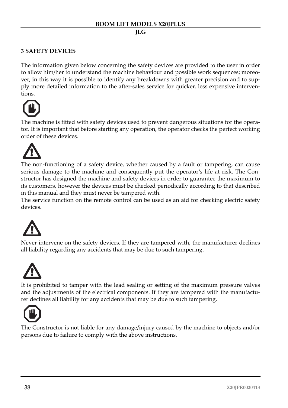 JLG X20J Plus Operator Manual User Manual | Page 42 / 178