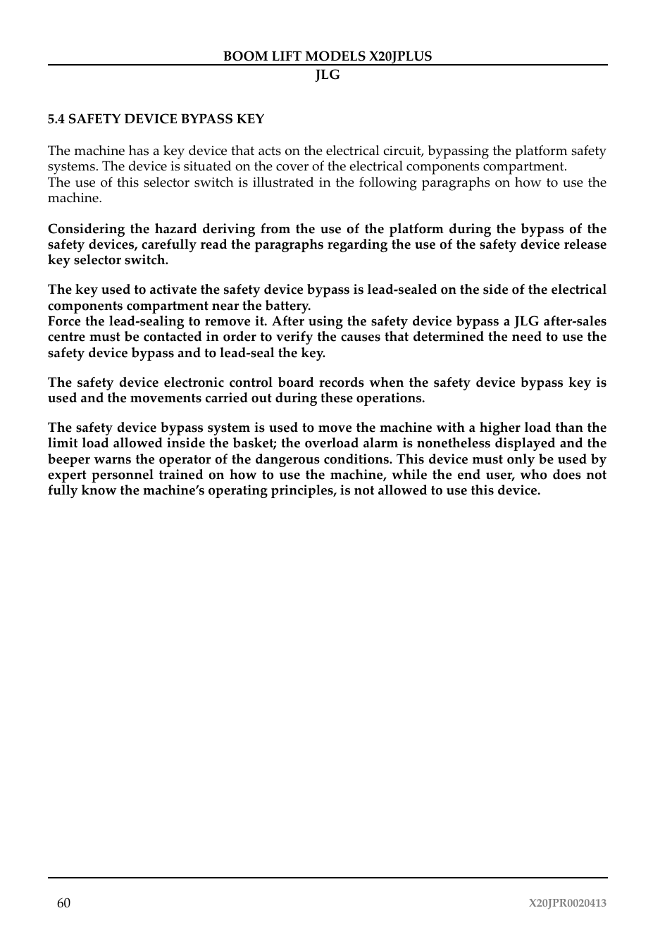 JLG X20J Plus Operator Manual User Manual | Page 64 / 178