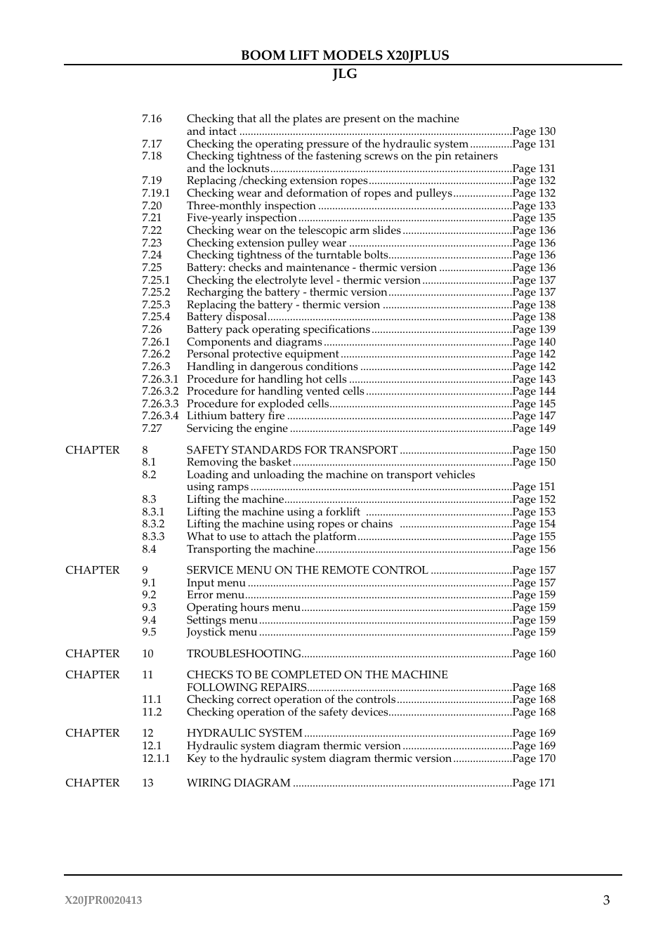 JLG X20J Plus Operator Manual User Manual | Page 7 / 178