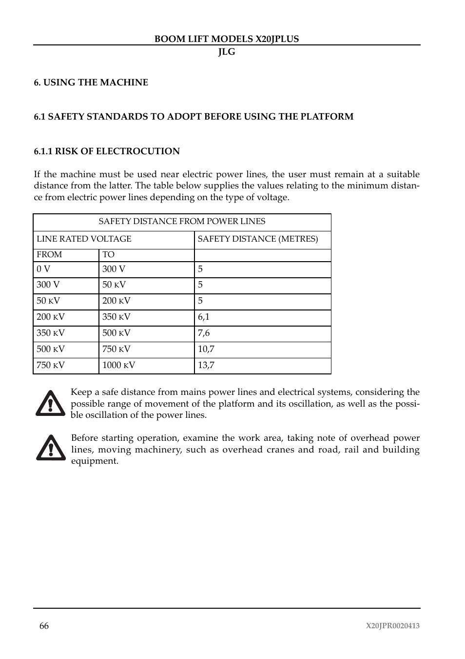 JLG X20J Plus Operator Manual User Manual | Page 70 / 178
