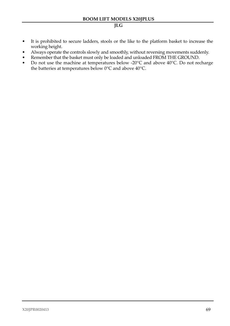 JLG X20J Plus Operator Manual User Manual | Page 73 / 178