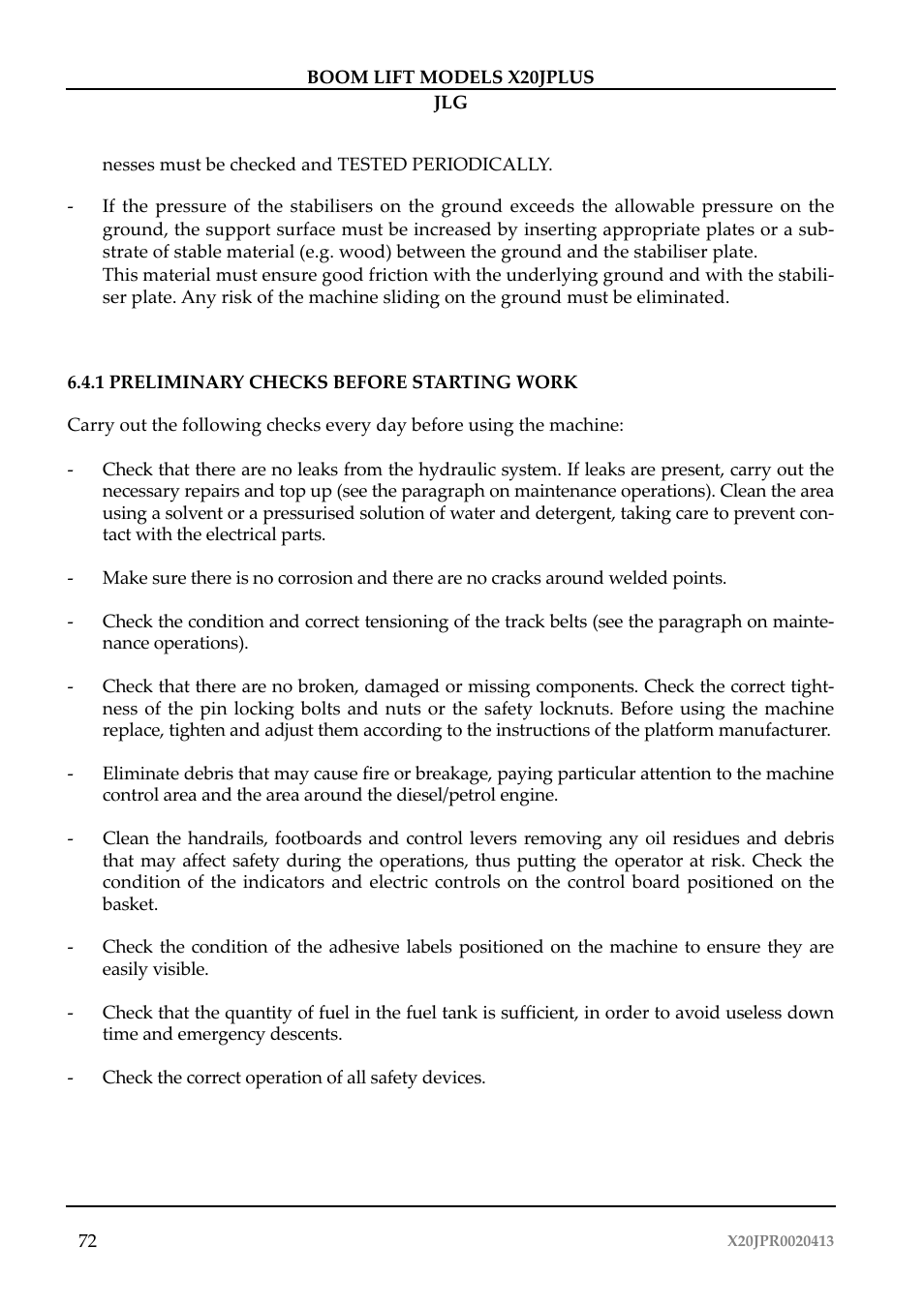 JLG X20J Plus Operator Manual User Manual | Page 76 / 178
