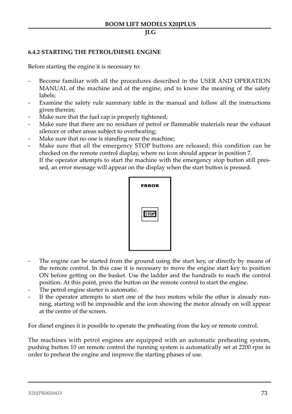 JLG X20J Plus Operator Manual User Manual | Page 77 / 178