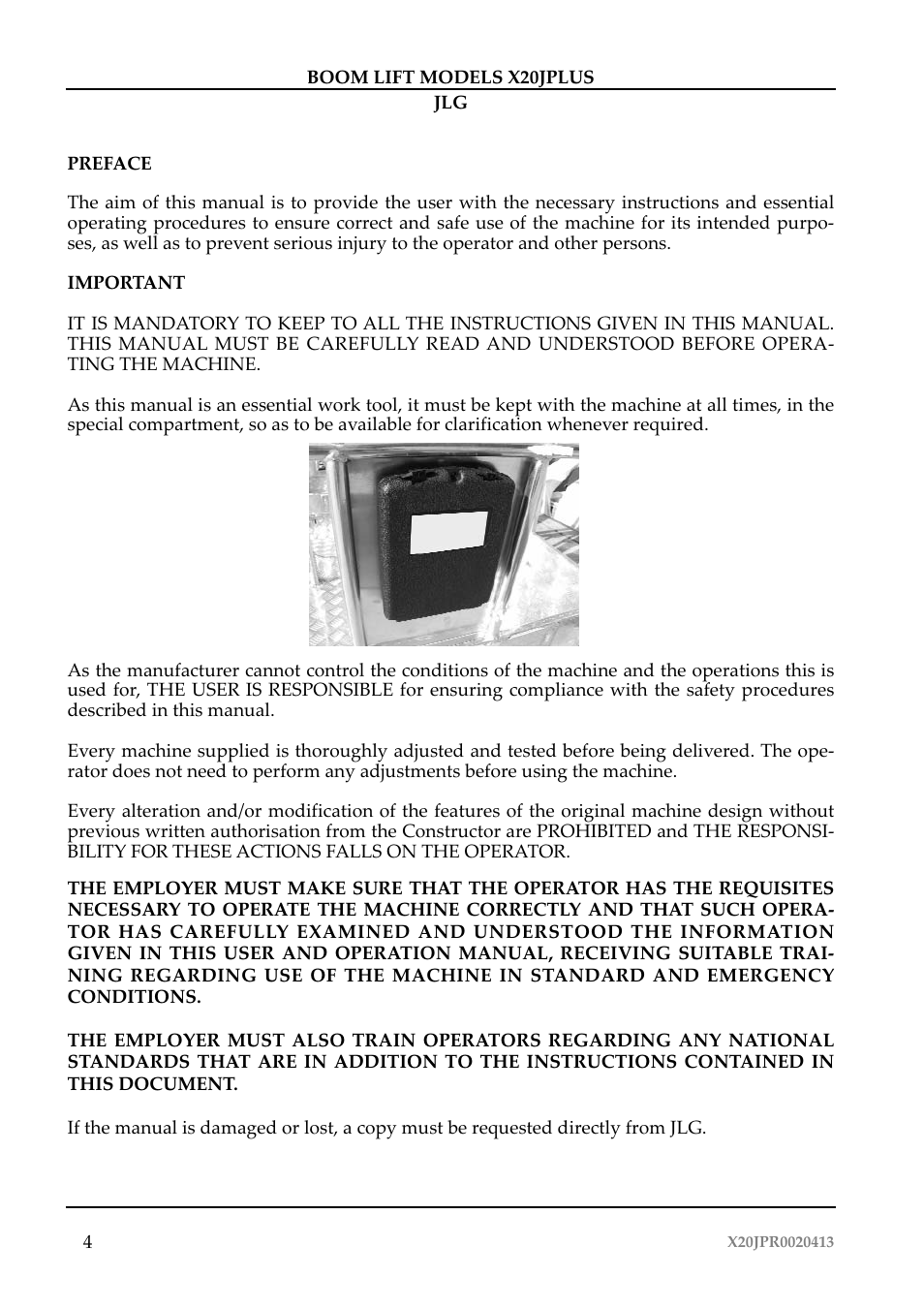 JLG X20J Plus Operator Manual User Manual | Page 8 / 178
