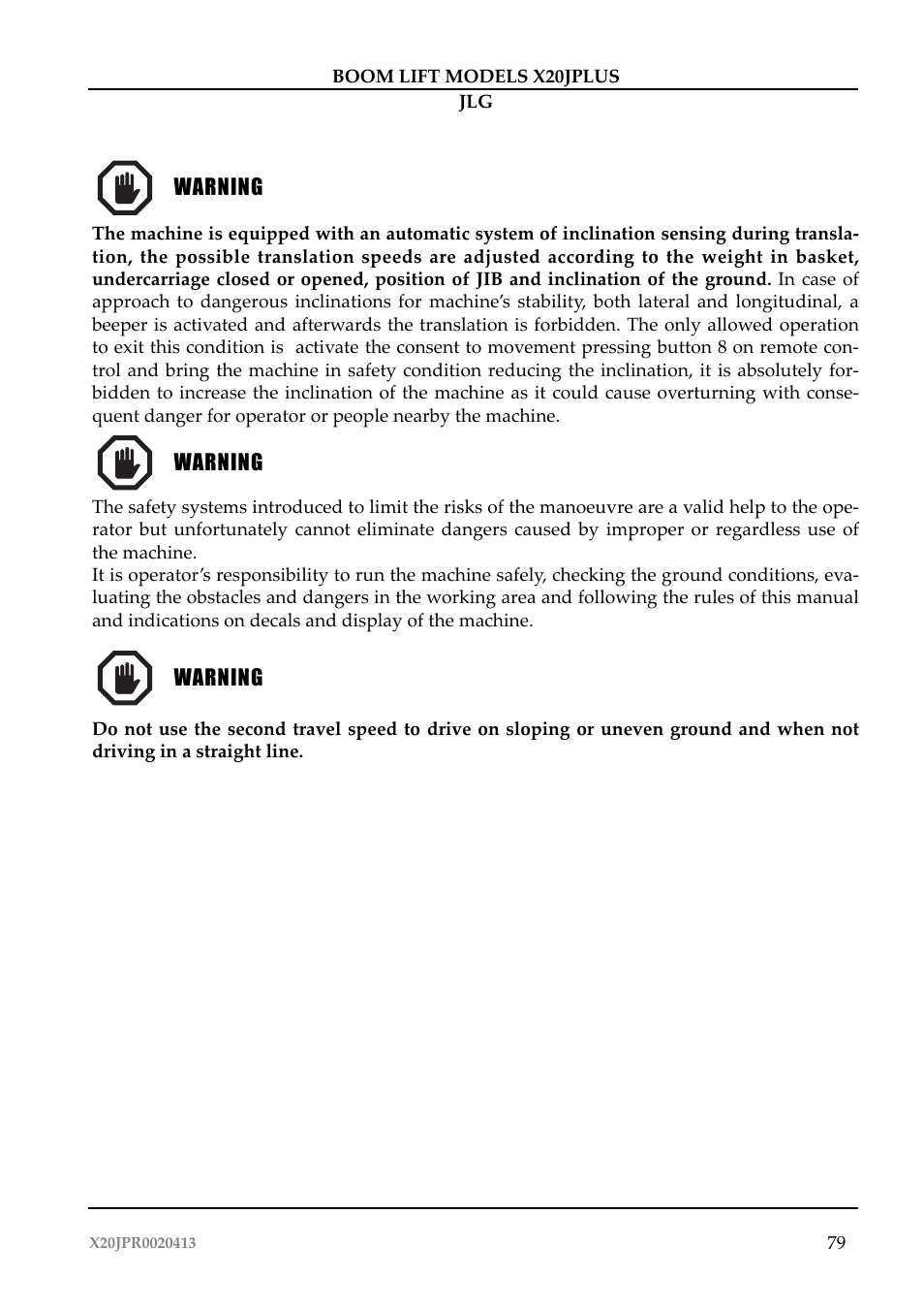JLG X20J Plus Operator Manual User Manual | Page 83 / 178