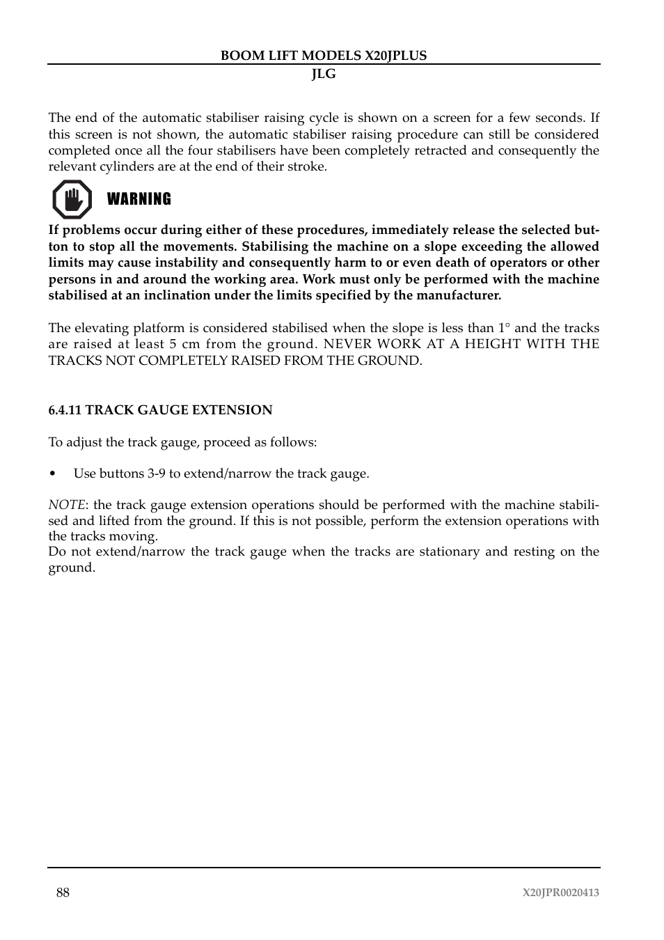 JLG X20J Plus Operator Manual User Manual | Page 92 / 178