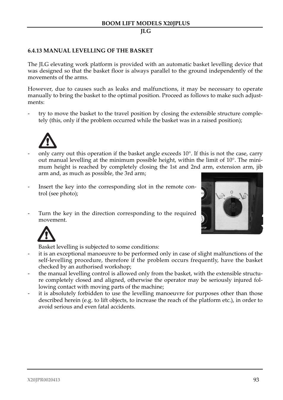 JLG X20J Plus Operator Manual User Manual | Page 97 / 178