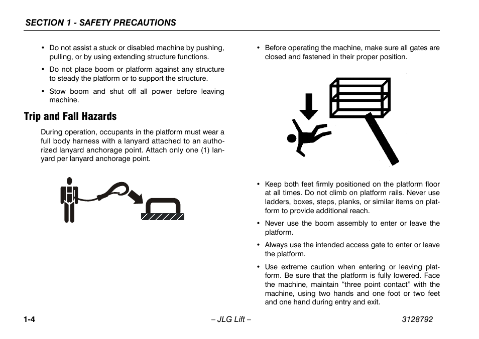 Trip and fall hazards, Trip and fall hazards -4 | JLG X390AJ Operator Manual User Manual | Page 14 / 138