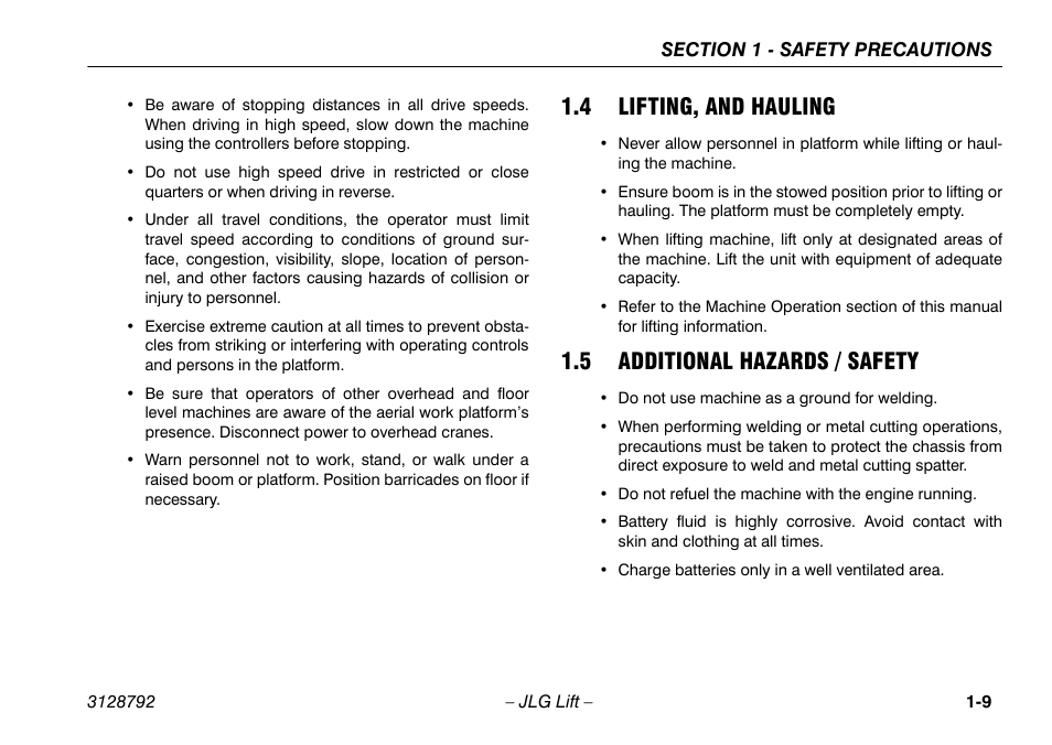 4 lifting, and hauling, 5 additional hazards / safety | JLG X390AJ Operator Manual User Manual | Page 19 / 138