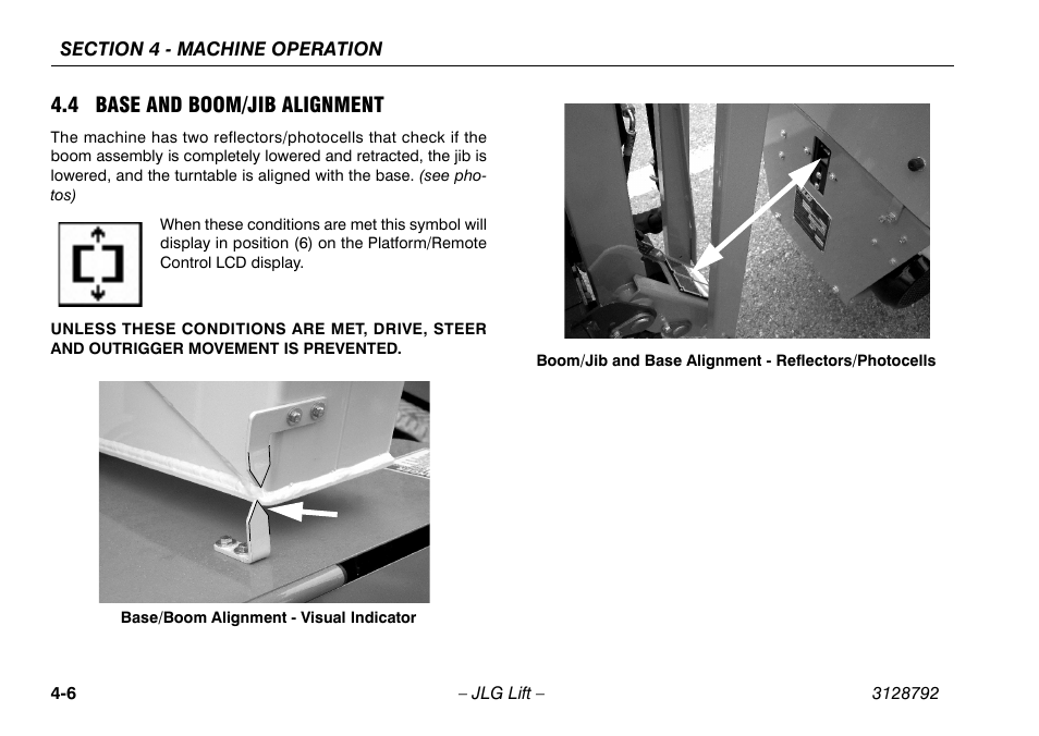 4 base and boom/jib alignment, 4 base and boom/jib alignment -6 | JLG X390AJ Operator Manual User Manual | Page 50 / 138