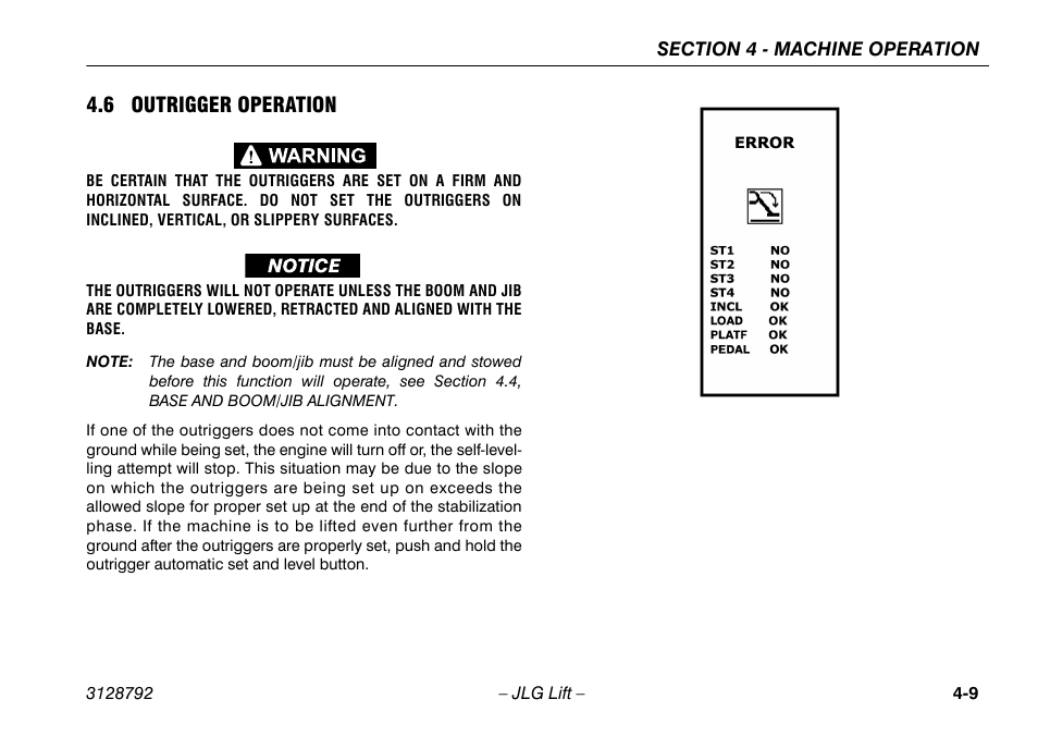 6 outrigger operation, 6 outrigger operation -9 | JLG X390AJ Operator Manual User Manual | Page 53 / 138