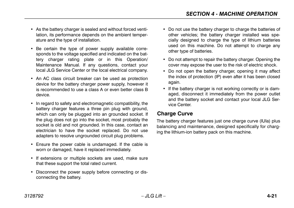 Charge curve, Charge curve -21 | JLG X390AJ Operator Manual User Manual | Page 65 / 138