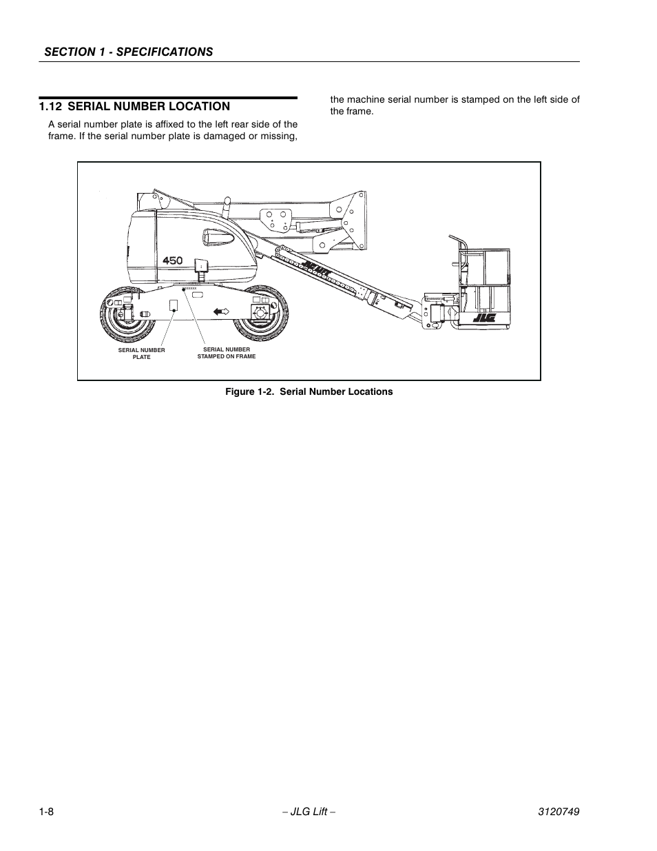 12 serial number location | JLG 450AJ ANSI Service Manual User Manual | Page 16 / 152