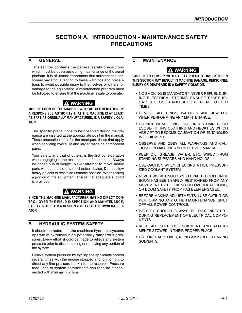 JLG 450AJ ANSI Service Manual User Manual | Page 3 / 152