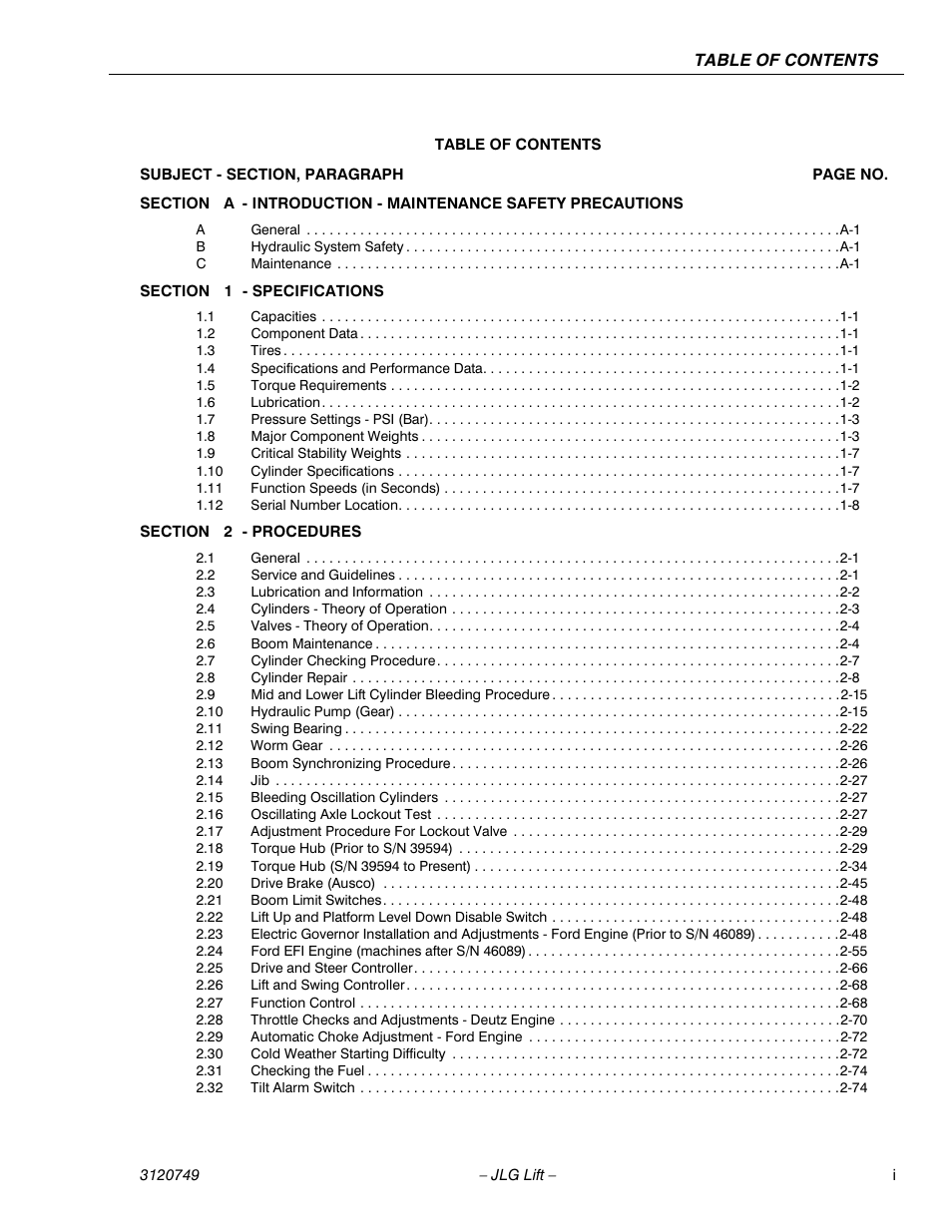 JLG 450AJ ANSI Service Manual User Manual | Page 5 / 152