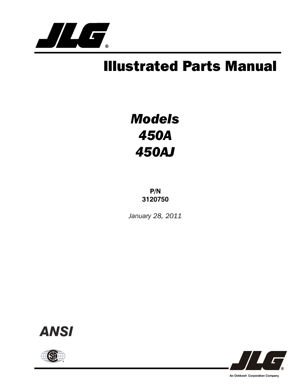 JLG 450AJ ANSI Parts Manual User Manual | 266 pages