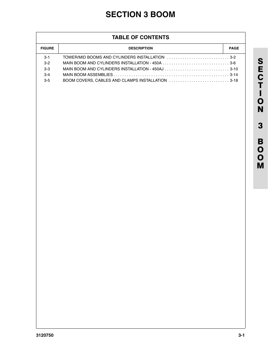 Section 3 boom, Section 3 - boom -1 | JLG 450AJ ANSI Parts Manual User Manual | Page 125 / 266