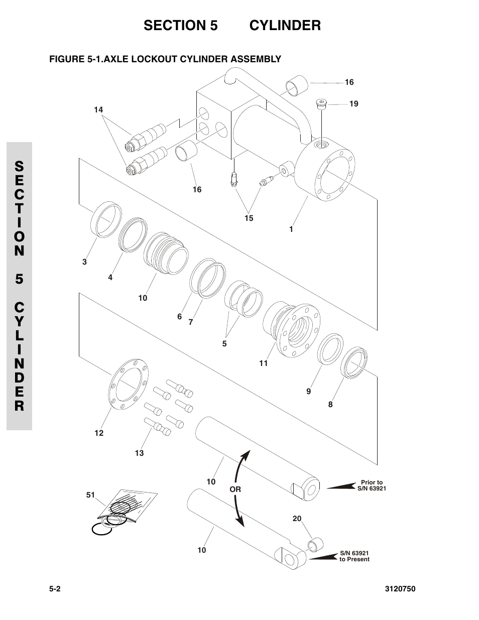 Figure 5-1. axle lockout cylinder assembly, Axle lockout cylinder assembly -2 | JLG 450AJ ANSI Parts Manual User Manual | Page 176 / 266