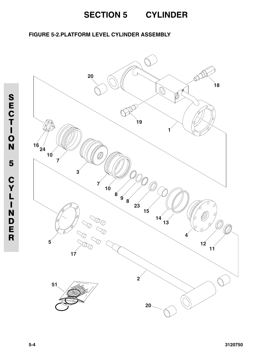 Figure 5-2. platform level cylinder assembly, Platform level cylinder assembly -4 | JLG 450AJ ANSI Parts Manual User Manual | Page 178 / 266