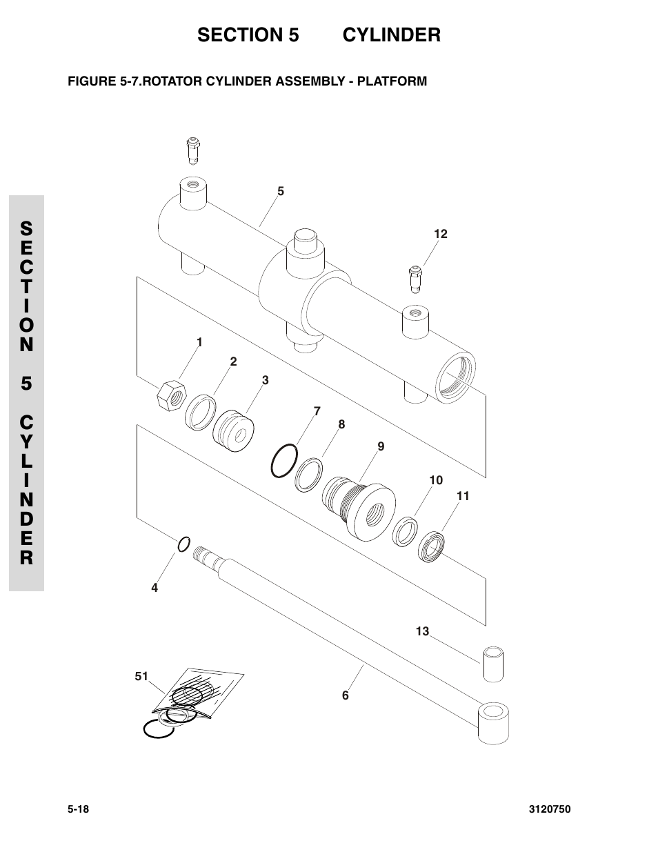 Figure 5-7. rotator cylinder assembly - platform, Rotator cylinder assembly - platform -18 | JLG 450AJ ANSI Parts Manual User Manual | Page 192 / 266