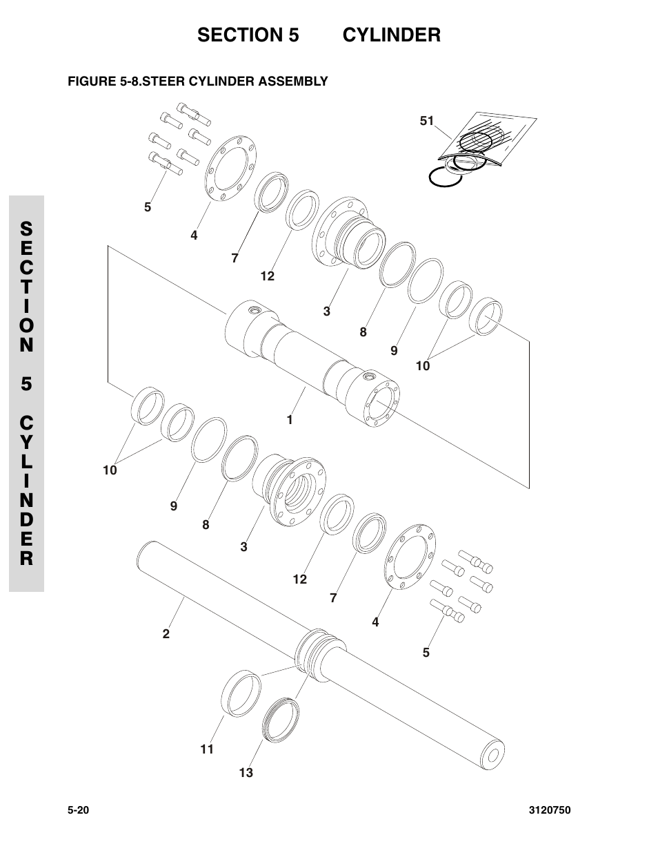 Figure 5-8. steer cylinder assembly, Steer cylinder assembly -20 | JLG 450AJ ANSI Parts Manual User Manual | Page 194 / 266