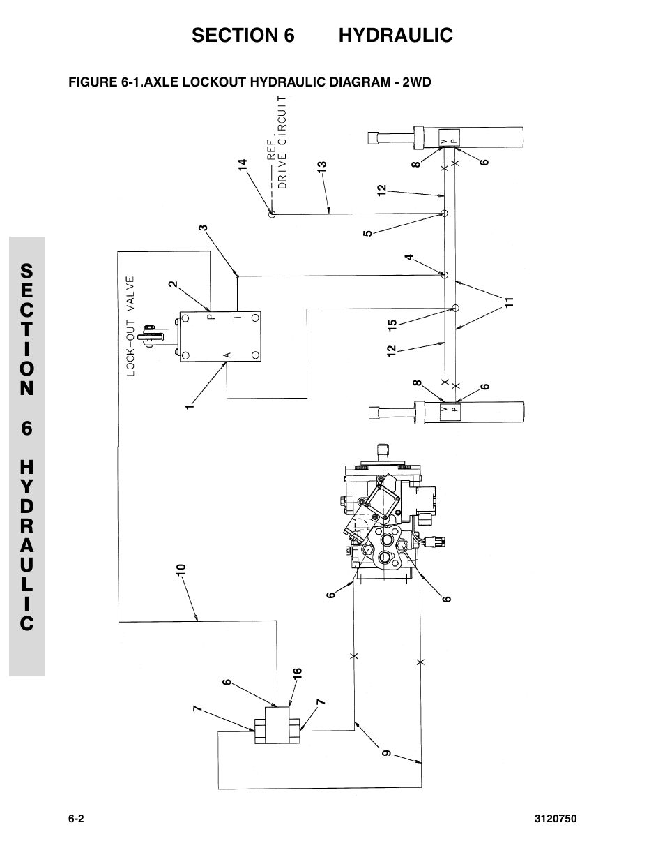 Figure 6-1. axle lockout hydraulic diagram - 2wd, Axle lockout hydraulic diagram - 2wd -2 | JLG 450AJ ANSI Parts Manual User Manual | Page 200 / 266