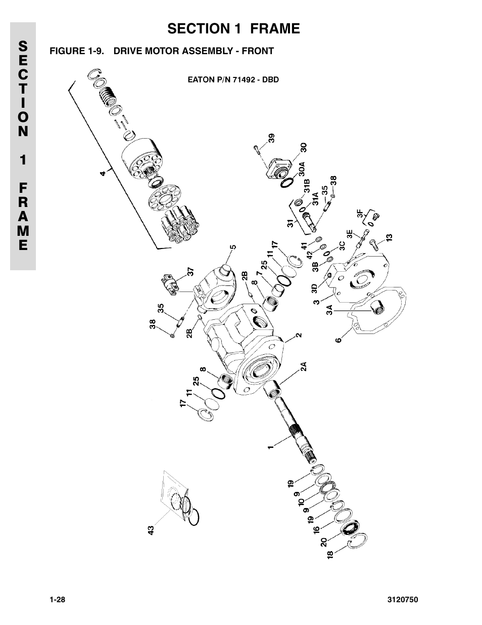 Figure 1-9. drive motor assembly - front, Drive motor assembly - front -28 | JLG 450AJ ANSI Parts Manual User Manual | Page 34 / 266