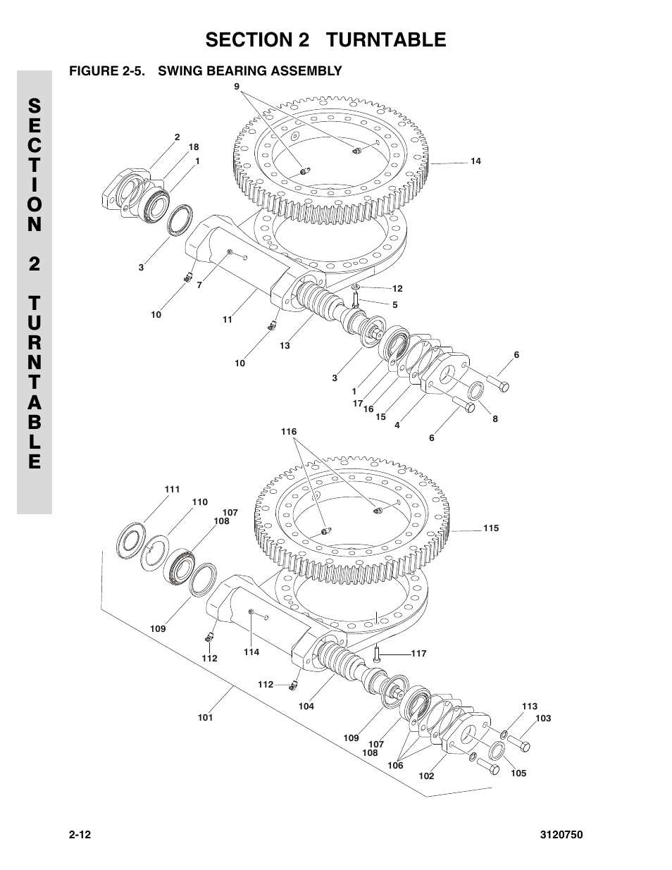 Figure 2-5. swing bearing assembly | JLG 450AJ ANSI Parts Manual User Manual | Page 60 / 266