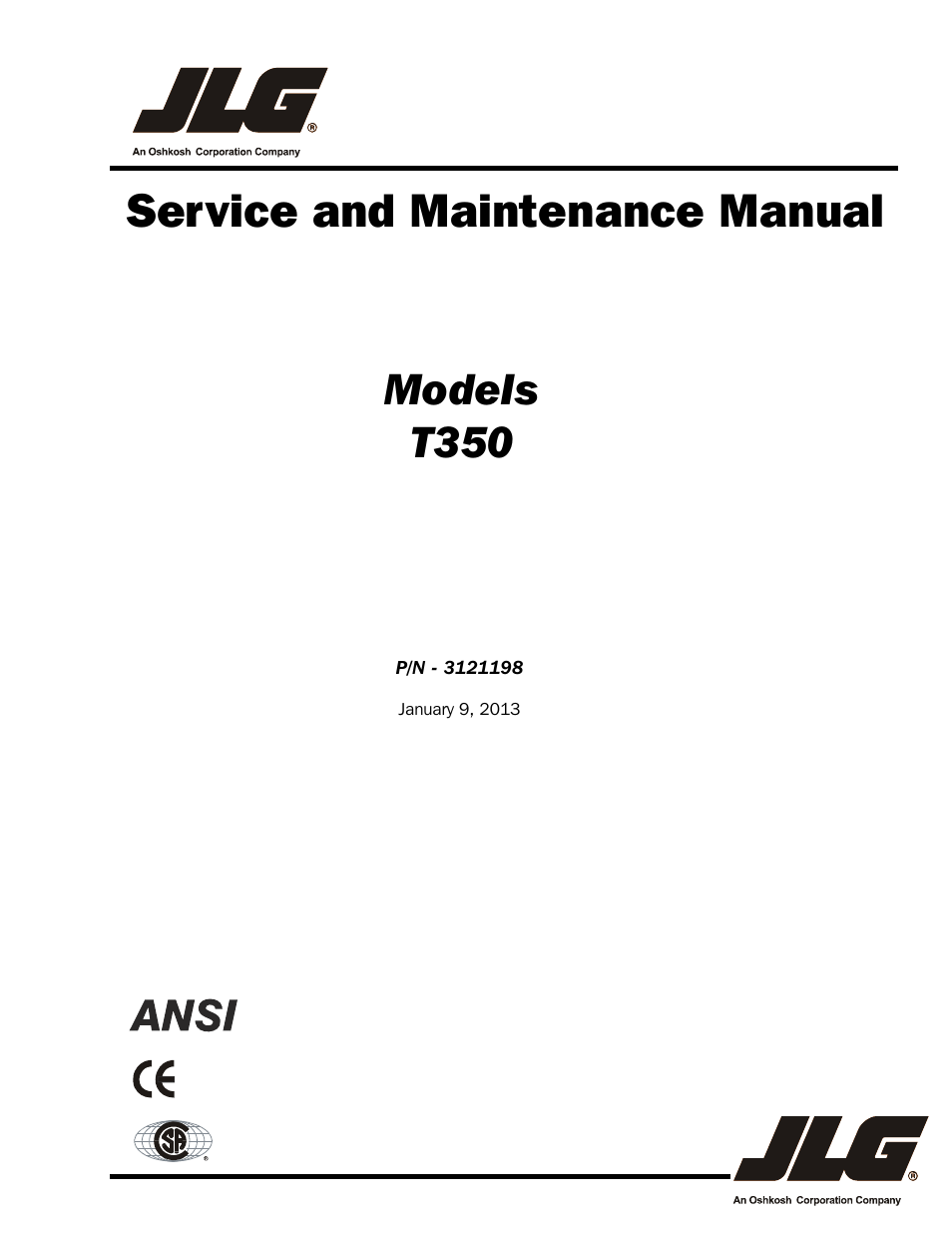 JLG T350 Service Manual User Manual | 230 pages