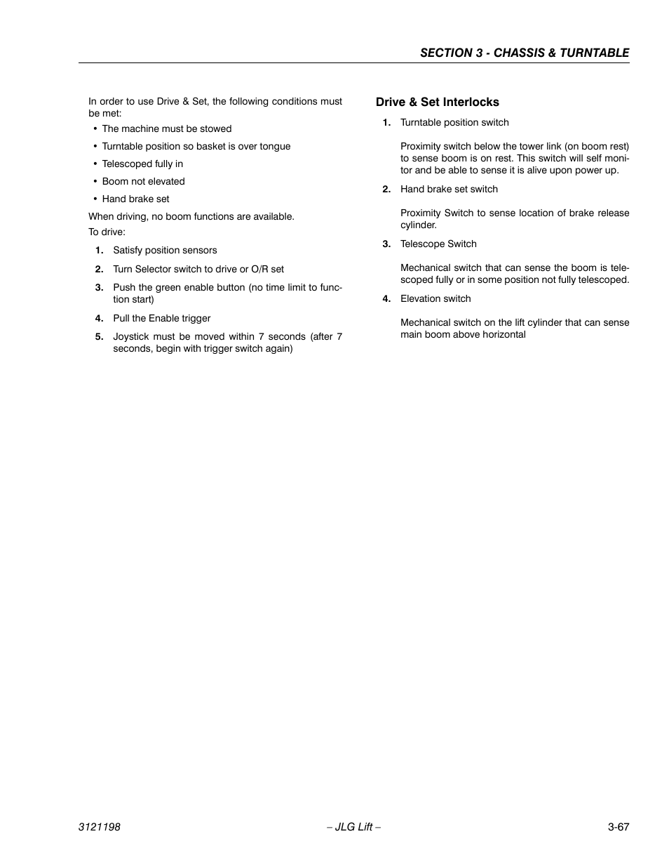 Drive & set interlocks, Drive & set interlocks -68 | JLG T350 Service Manual User Manual | Page 103 / 230