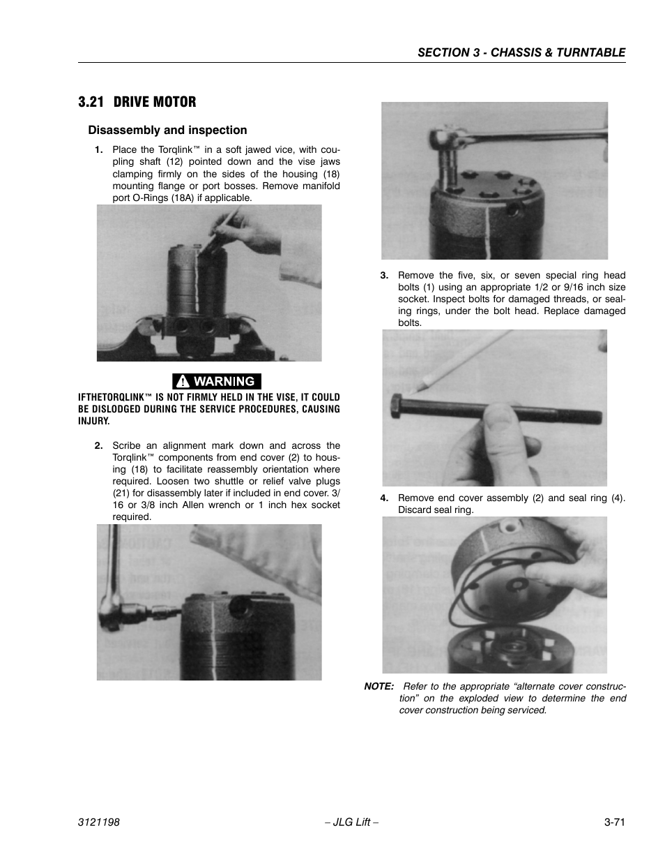 21 drive motor, Disassembly and inspection, Drive motor -72 | Disassembly and inspection -72 | JLG T350 Service Manual User Manual | Page 107 / 230
