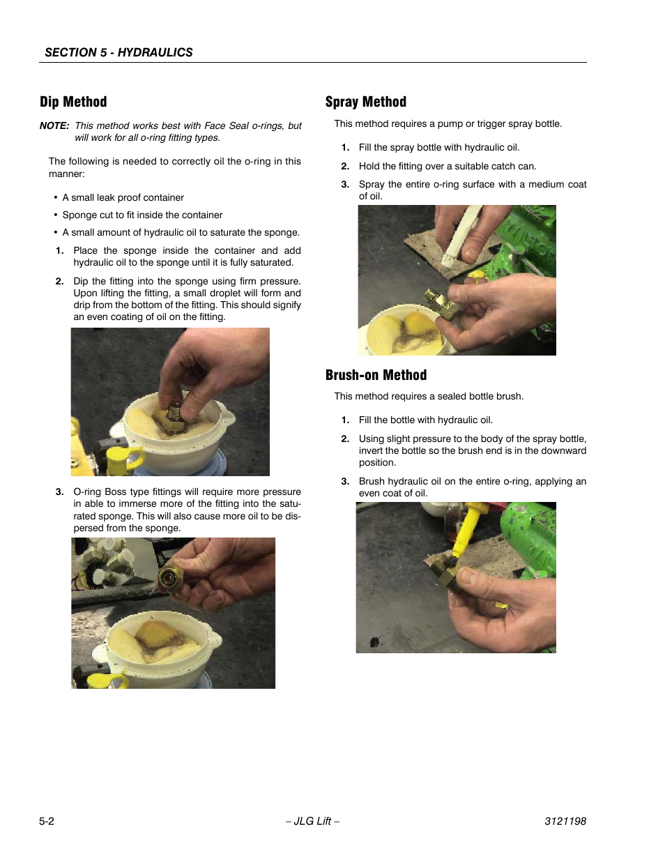 Dip method, Spray method, Brush-on method | Dip method -2 spray method -2 brush-on method -2 | JLG T350 Service Manual User Manual | Page 144 / 230