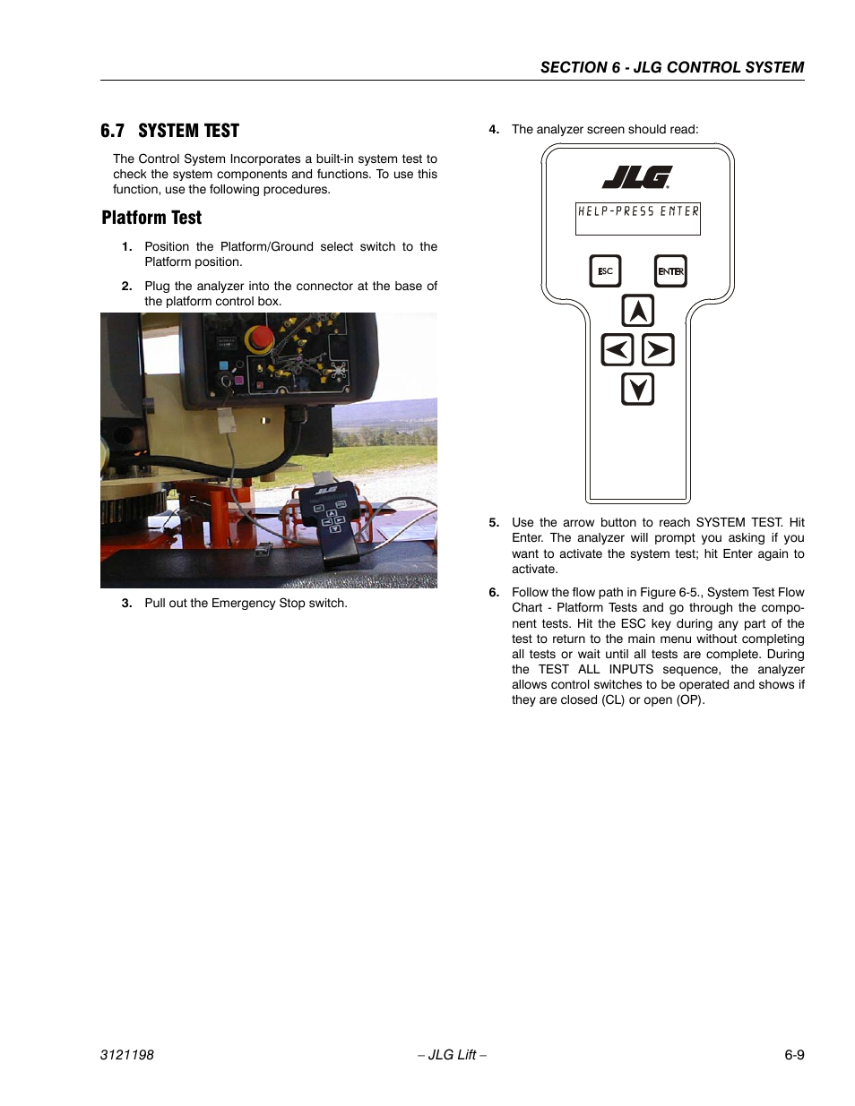 7 system test, Platform test, System test -9 | Platform test -9 | JLG T350 Service Manual User Manual | Page 169 / 230