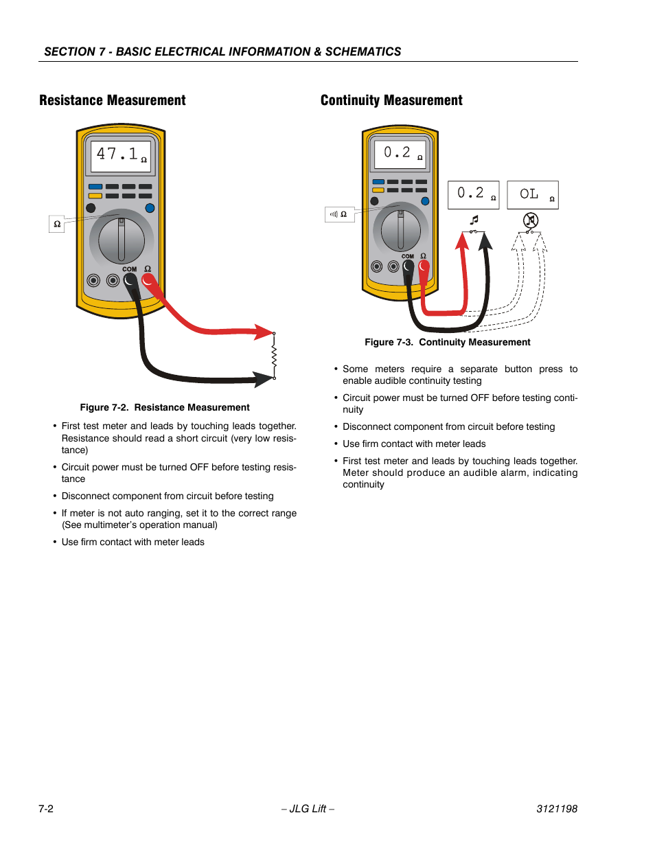 Resistance measurement, Continuity measurement, Resistance measurement -2 | Continuity measurement -2 | JLG T350 Service Manual User Manual | Page 198 / 230