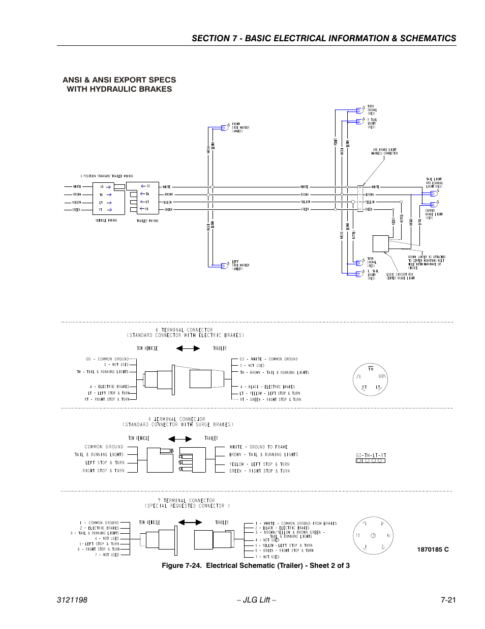 Electrical schematic (trailer) - sheet 2 of 3 -21 | JLG T350 Service Manual User Manual | Page 217 / 230