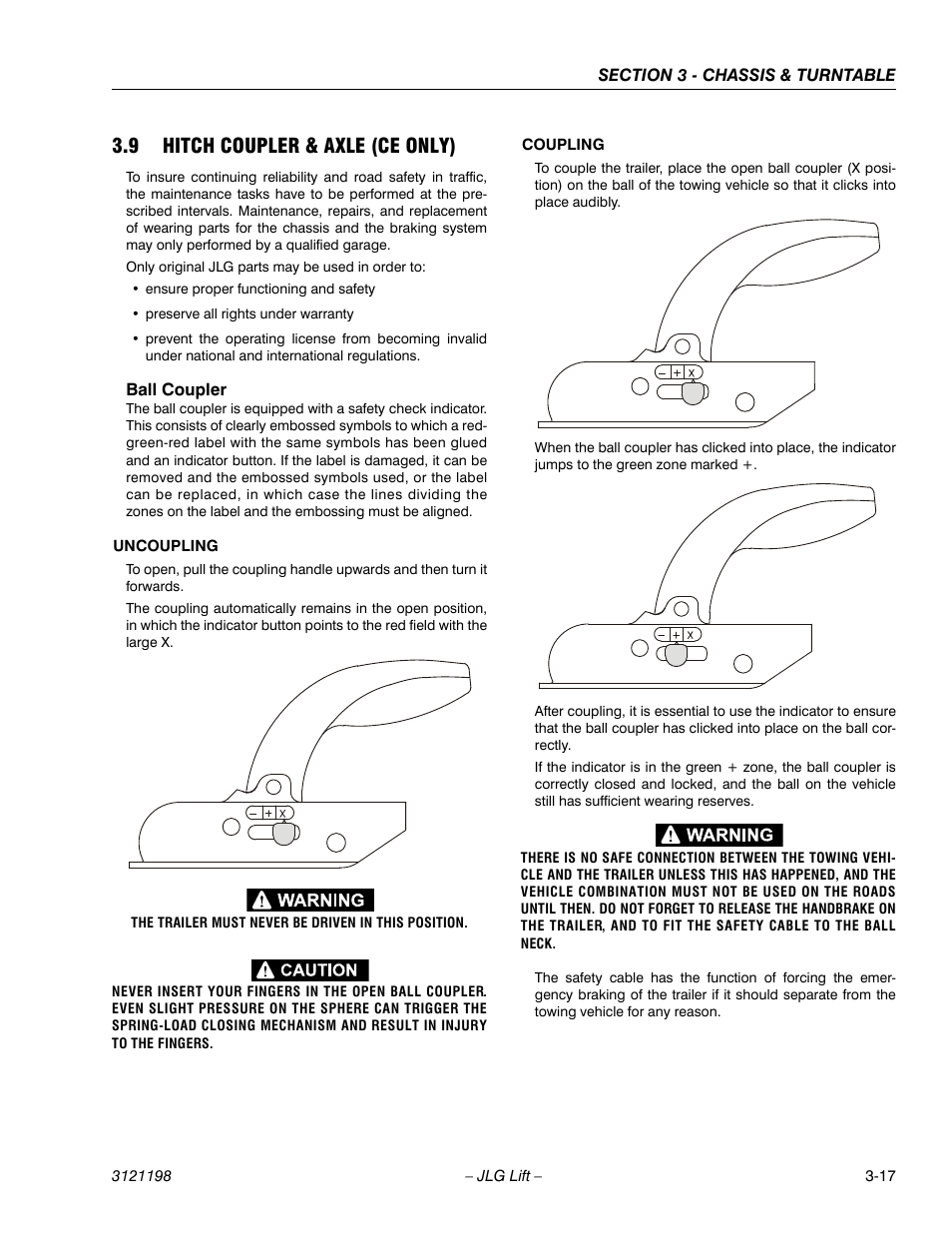 9 hitch coupler & axle (ce only), Ball coupler, Hitch coupler & axle (ce only) -17 | Ball coupler -17 | JLG T350 Service Manual User Manual | Page 53 / 230