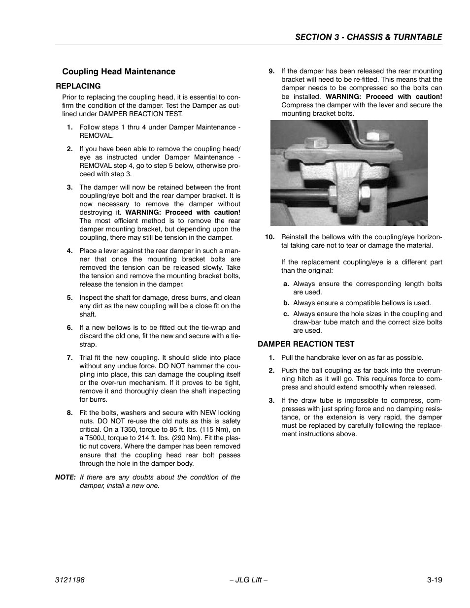 Coupling head maintenance, Coupling head maintenance -19 | JLG T350 Service Manual User Manual | Page 55 / 230