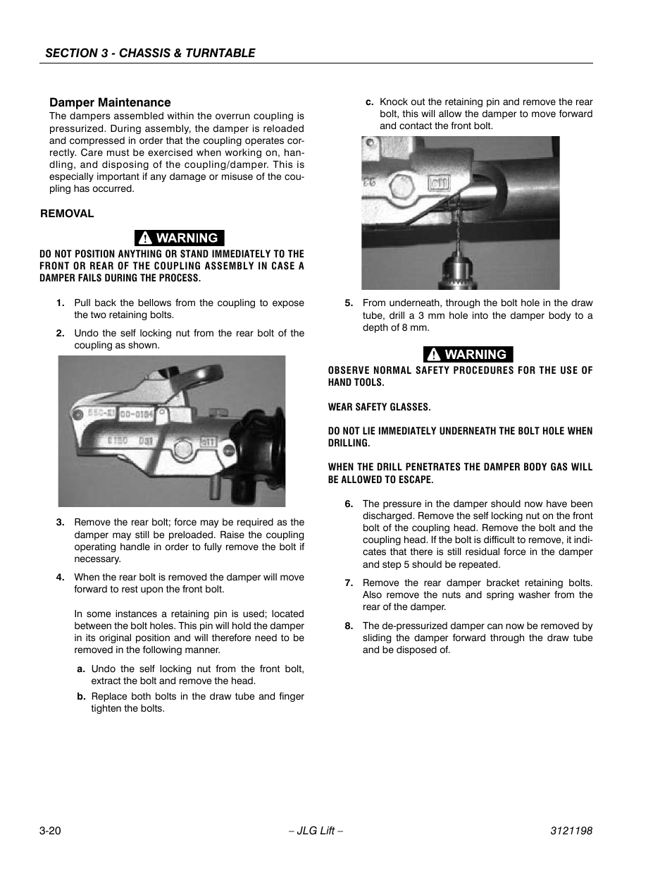 Damper maintenance, Damper maintenance -20 | JLG T350 Service Manual User Manual | Page 56 / 230