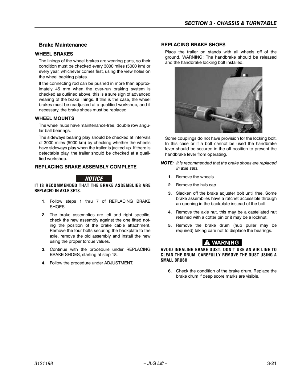 Brake maintenance, Brake maintenance -21 | JLG T350 Service Manual User Manual | Page 57 / 230