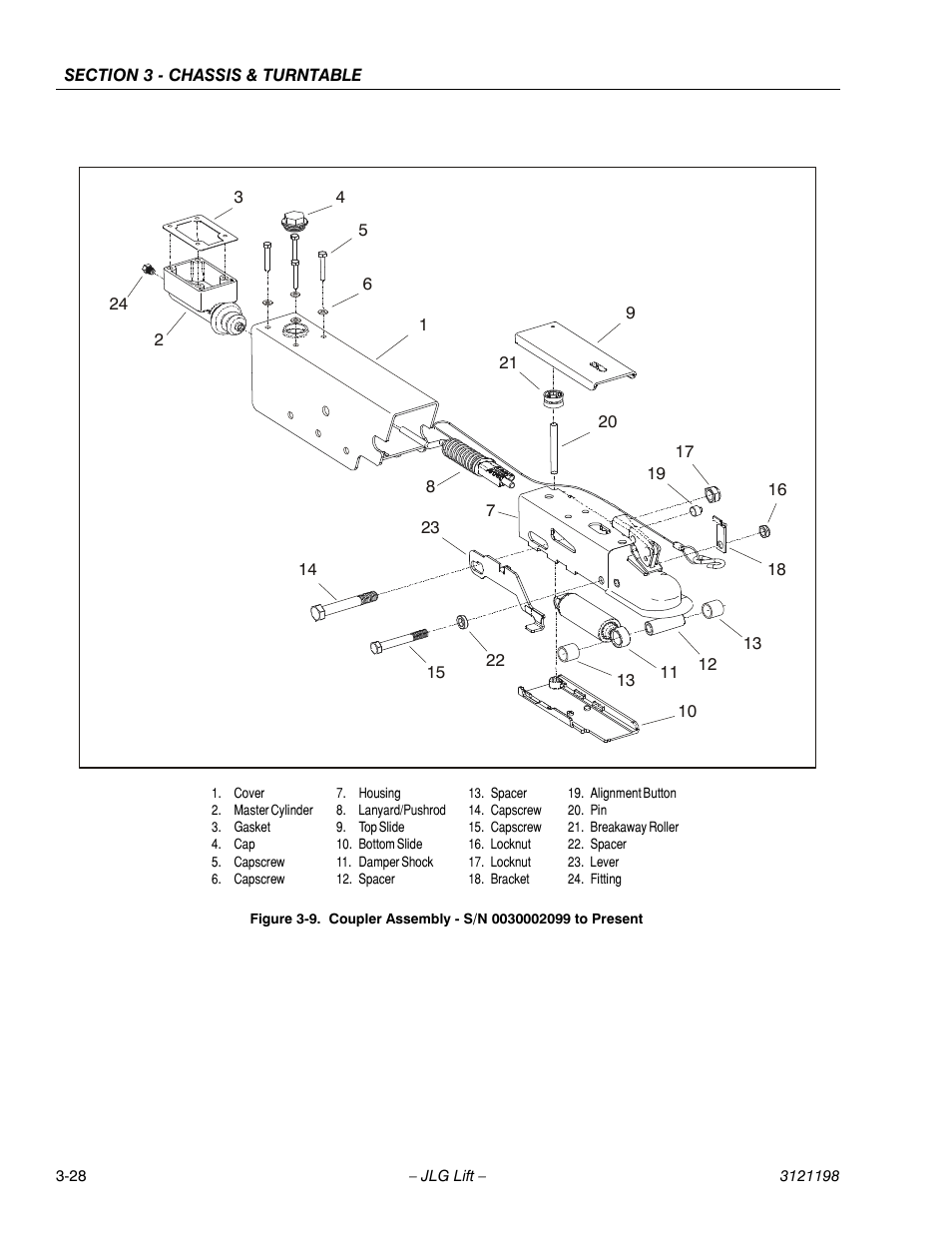 Coupler assembly - s/n 0030002099 to present -28 | JLG T350 Service Manual User Manual | Page 64 / 230