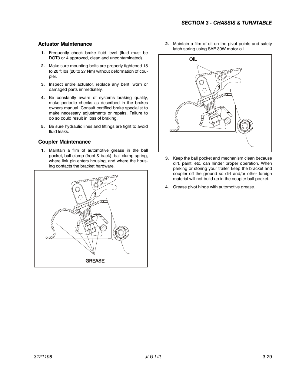 Actuator maintenance, Coupler maintenance, Actuator maintenance -29 coupler maintenance -29 | JLG T350 Service Manual User Manual | Page 65 / 230