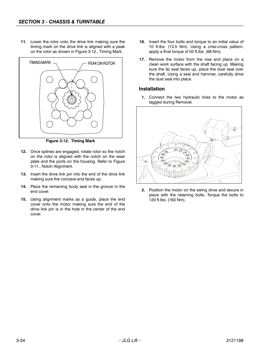 Installation, Installation -34, Timing mark -34 | JLG T350 Service Manual User Manual | Page 70 / 230