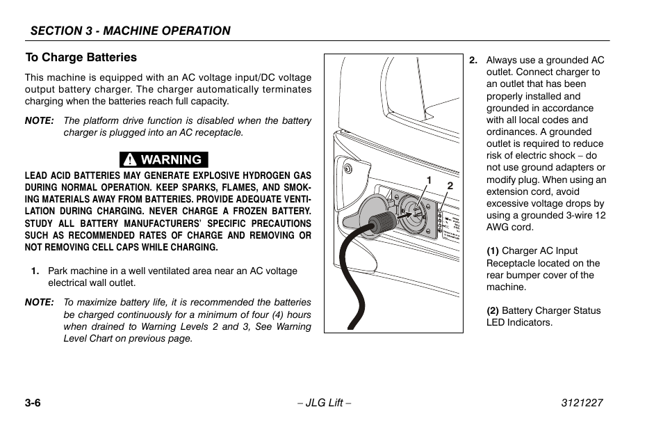 To charge batteries, To charge batteries -6 | JLG 10MSP Operator Manual User Manual | Page 34 / 96