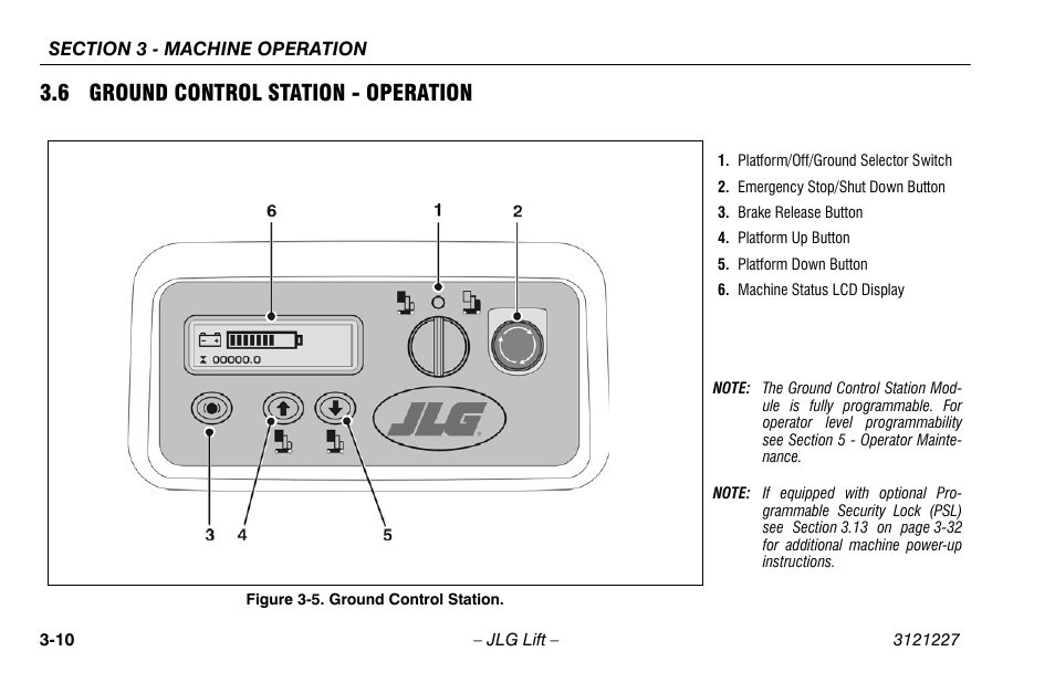 6 ground control station - operation, 6 ground control station - operation -10, Ground control station -10 | JLG 10MSP Operator Manual User Manual | Page 38 / 96