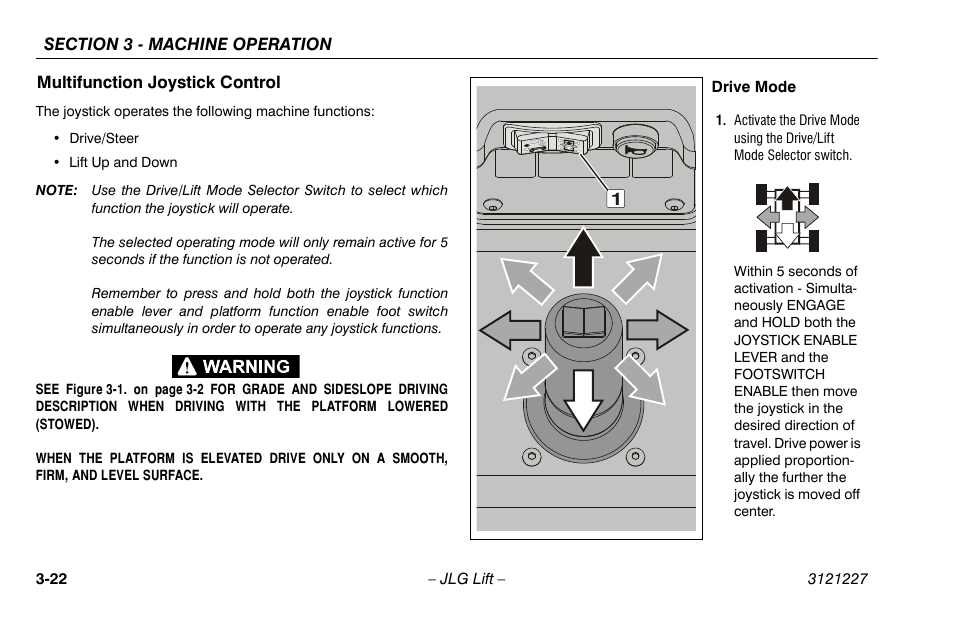 Multifunction joystick control, Multifunction joystick control -22 | JLG 10MSP Operator Manual User Manual | Page 50 / 96